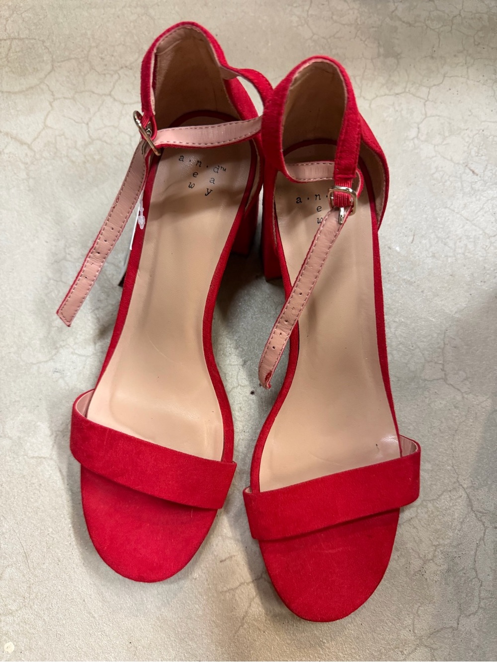 Red Ankle-Strap Block Heel Sandals